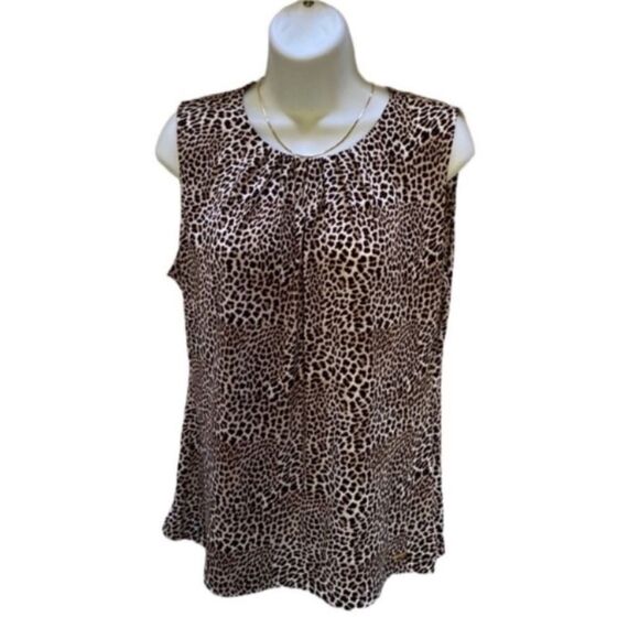 🔥FIRM NEW Calvin Klein Animal Print Suit Shirt Woman’s size Large - Picture 1 of 11